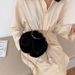 Women Rabbit Ear Chain Plush Bag Girls Evening Clutch Purse Handbag Shoulder