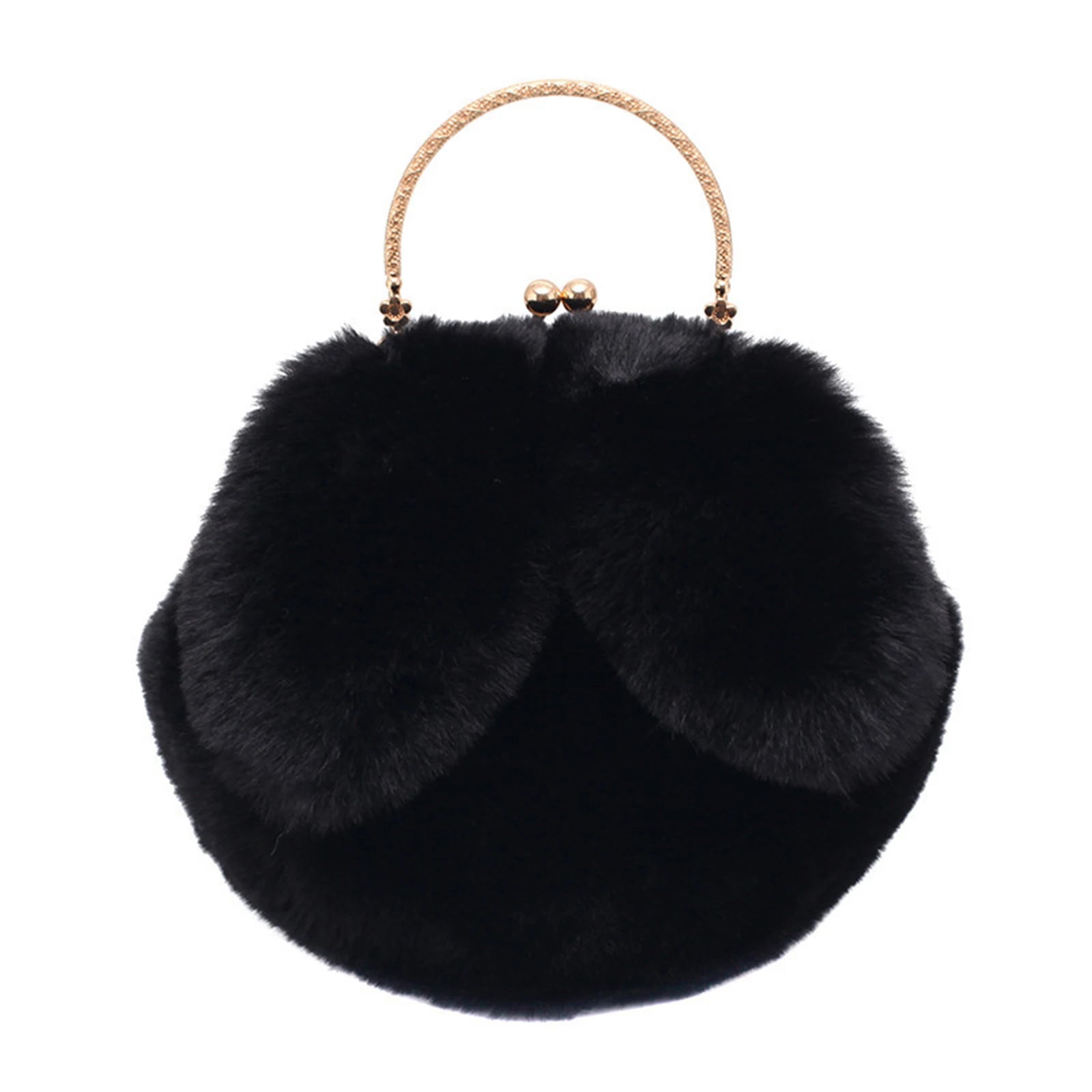 Women Rabbit Ear Chain Plush Bag Girls Evening Clutch Purse Handbag Shoulder