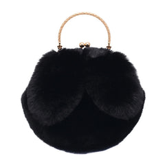 Women Rabbit Ear Chain Plush Bag Girls Evening Clutch Purse Handbag Shoulder
