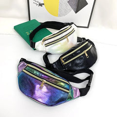 Rainbow Fanny Pack Holographic Running Belt Pouch Ladies Waterproof Bum Bag