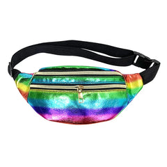 Rainbow Fanny Pack Holographic Running Belt Pouch Ladies Waterproof Bum Bag