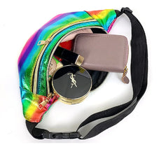 Rainbow Fanny Pack Holographic Running Belt Pouch Ladies Waterproof Bum Bag