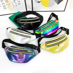 Rainbow Fanny Pack Holographic Running Belt Pouch Ladies Waterproof Bum Bag