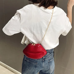 Women Red Lips Clutch Bag Chain Shoulder Evening Bag Purse