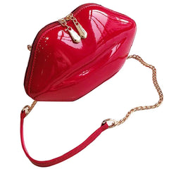 Women Red Lips Clutch Bag Chain Shoulder Evening Bag Purse