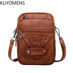 Retro Leather Crossbody Bag for Women Small Phone Shoulder Handbag