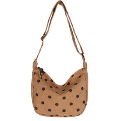 Retro Corduroy Wave Dot Tote Bag Soft Stripe Crossbody Handbag