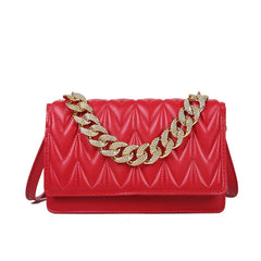 Women Retro Solid Chain Small Square Lady Shoulder Bag