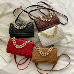 Women Retro Solid Chain Small Square Lady Shoulder Bag