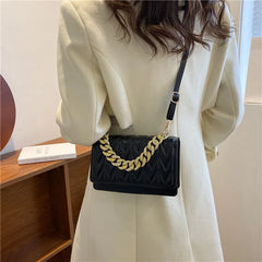 Women Retro Solid Chain Small Square Lady Shoulder Bag