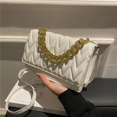 Women Retro Solid Chain Small Square Lady Shoulder Bag