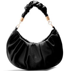 Vintage Pleated Solid Hobos Shoulder Bag for Women