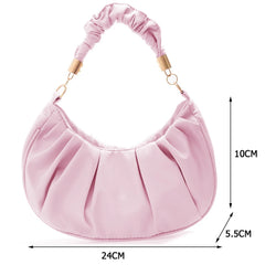 Vintage Pleated Solid Hobos Shoulder Bag for Women