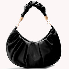 Women Retro Pleated Hobos Shoulder Bag Leather Underarm Bags