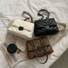 Women Retro Shoulder Bag Handbags Female's Shoulder Bag Chain Leather Totes