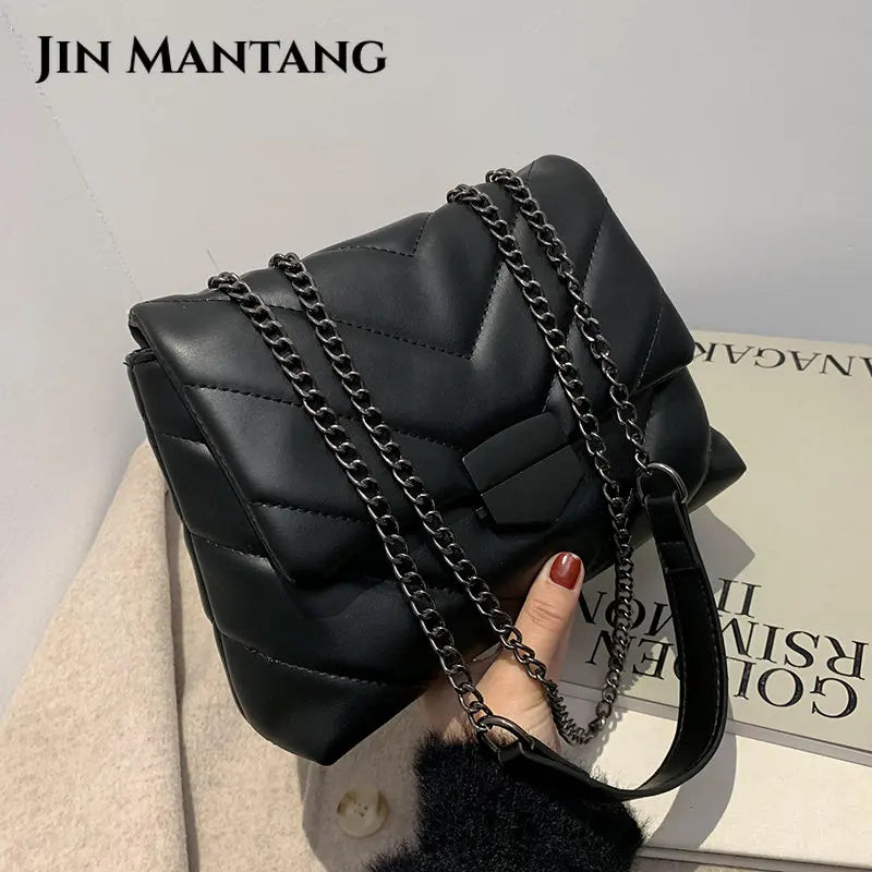 Women Retro Shoulder Bag Handbags Female's Shoulder Bag Chain Leather Totes