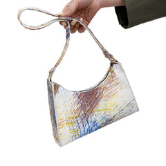 Women Retro Shoulder Bag Graffiti Print Lightweight Clutch Handle