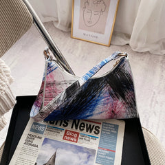 Women Retro Shoulder Bag Graffiti Print Lightweight Clutch Handle