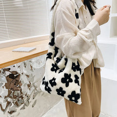 Women Retro Plush Handbag Soft Warm Autumn Winter Fluffy Phone Bag
