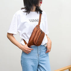 Women Retro Waist Bag Soft PU Leather Multifunctional Chest Bag