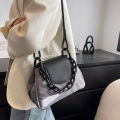 Women Retro Shoulder Chain Bag Nylon Rhombus Crossbody Bag