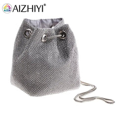 Women Rhinestone Bucket Messenger Bag Crossbody Purse