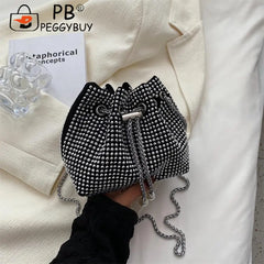 Rhinestone Bucket Messenger Bag for Women Crossbody Purse
