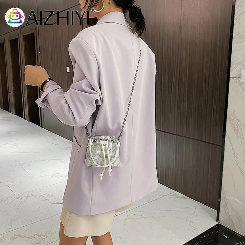 Rhinestone Bucket Crossbody Bag for Women