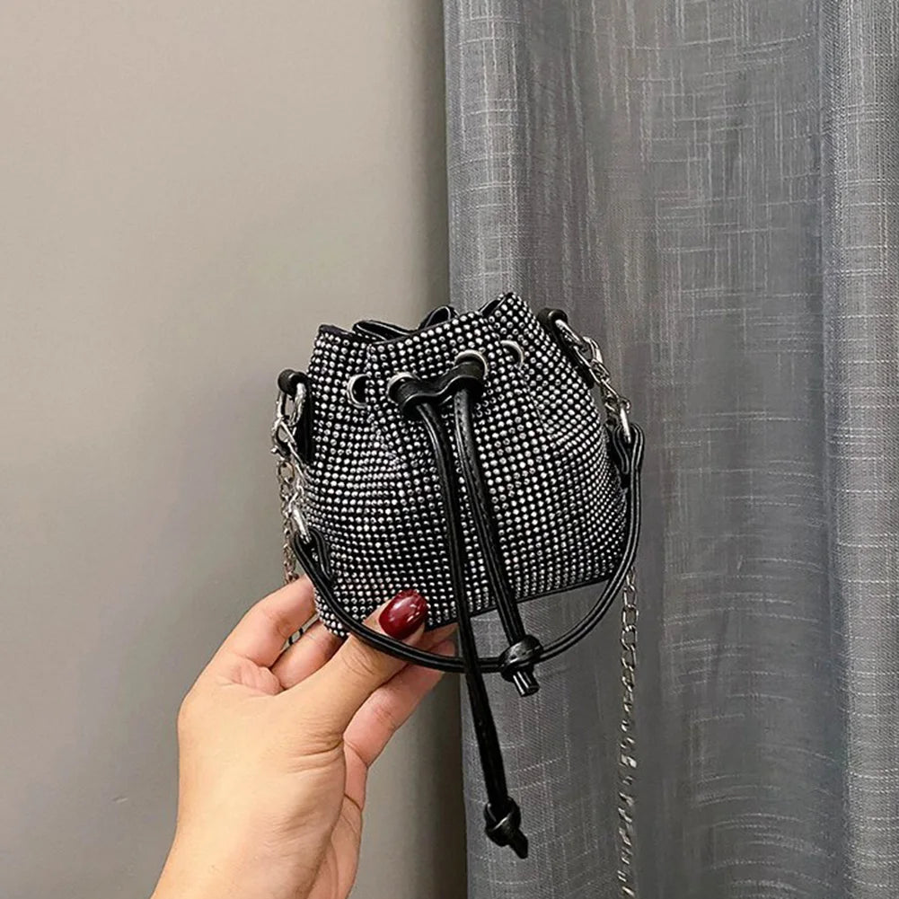 Rhinestone Bucket Crossbody Bag for Women