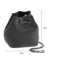Rhinestone Bucket Messenger Crossbody Bag for Women