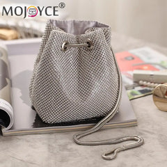 Rhinestone Bucket Messenger Crossbody Bag for Women