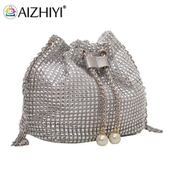 Women Rhinestone Bucket Messenger Bags Purse Crossbody Bag for Outdoor Shopping