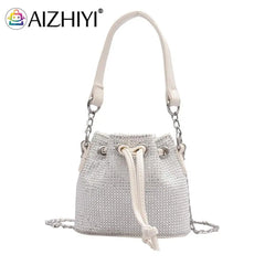 Rhinestone Bucket Crossbody Bag for Women