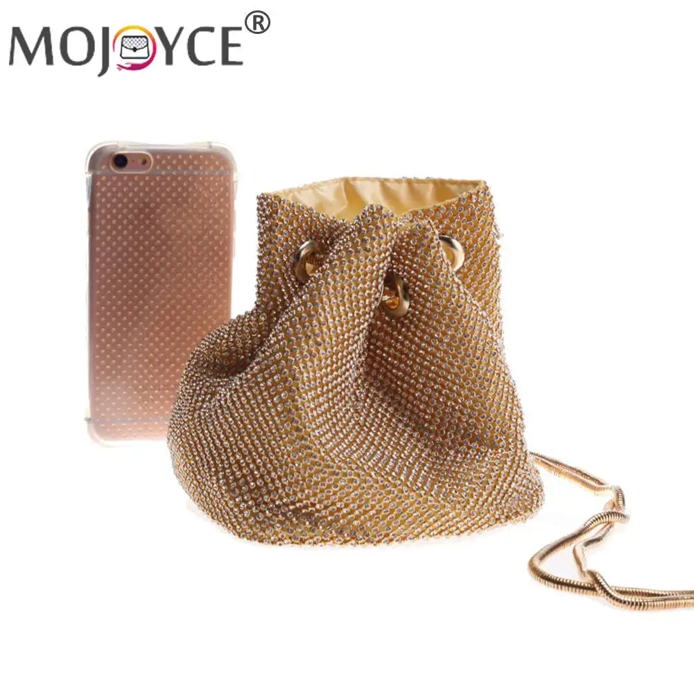 Rhinestone Bucket Messenger Crossbody Bag for Women