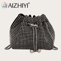 Rhinestone Bucket Messenger Bag Women
