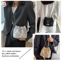 Women Rhinestone Bucket Messenger Bags Purse Crossbody Bag for Outdoor Shopping
