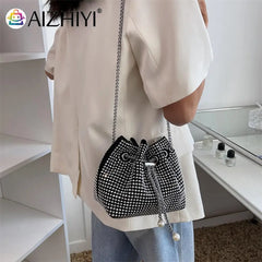 Rhinestone Bucket Messenger Bag Women