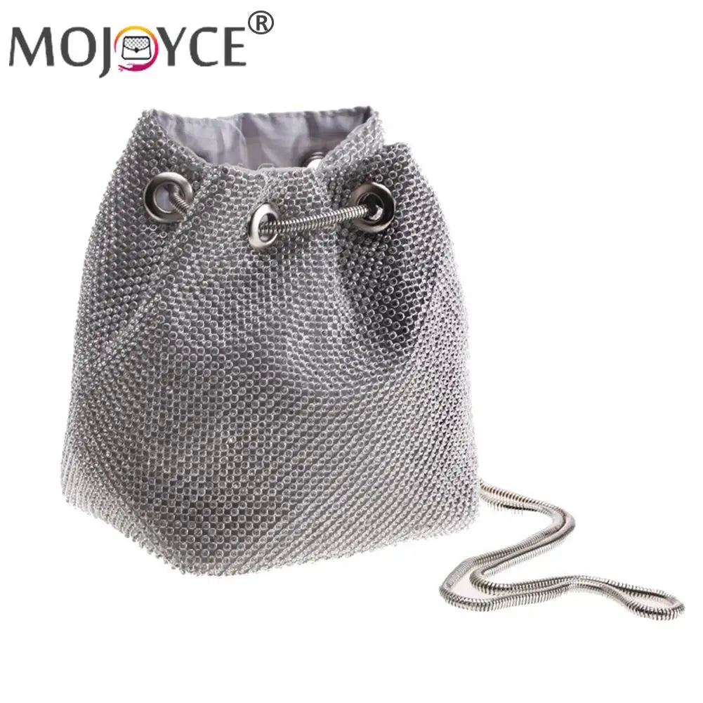 Rhinestone Bucket Messenger Crossbody Bag for Women