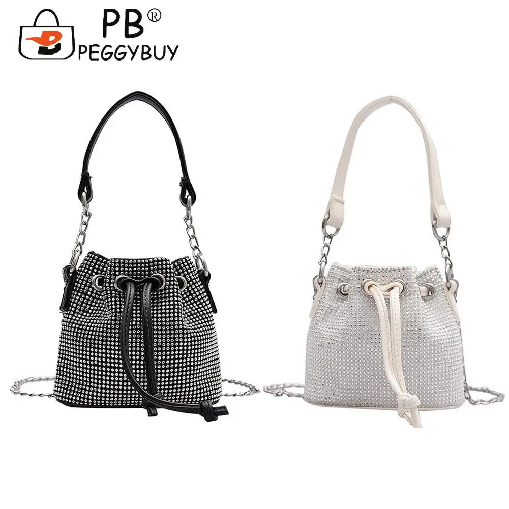Rhinestone Bucket Messenger Bag for Women Crossbody Bag