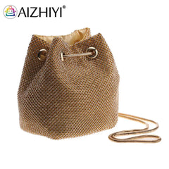 Women Rhinestone Bucket Messenger Bag Crossbody Purse