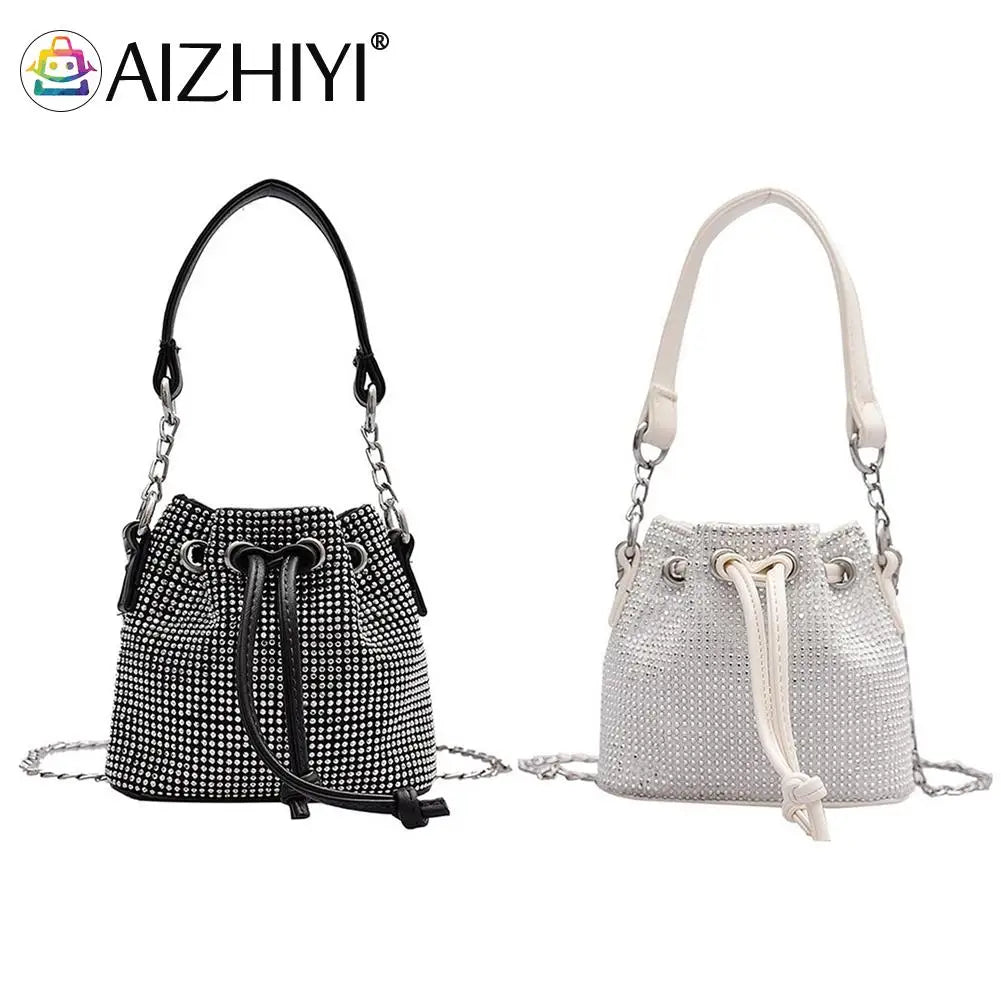 Rhinestone Bucket Crossbody Bag for Women