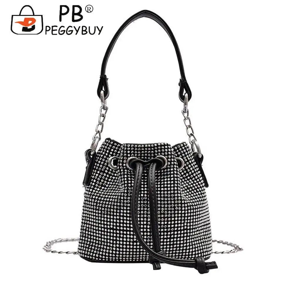 Rhinestone Bucket Messenger Bag for Women Crossbody Bag