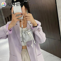 Rhinestone Bucket Crossbody Bag for Women