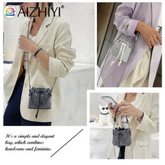Rhinestone Bucket Crossbody Bag for Women