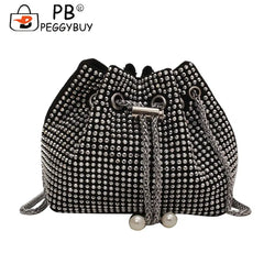 Rhinestone Bucket Messenger Bag for Women Crossbody Purse