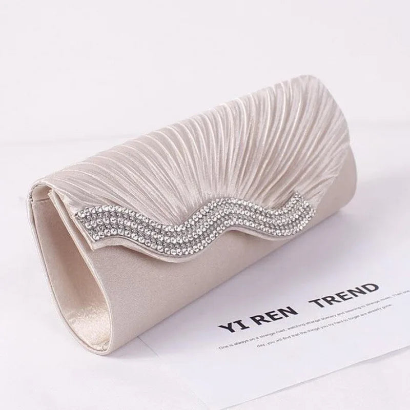 Rhinestone Evening Bag Satin Wedding Purse Envelope Bridal Party Clutch