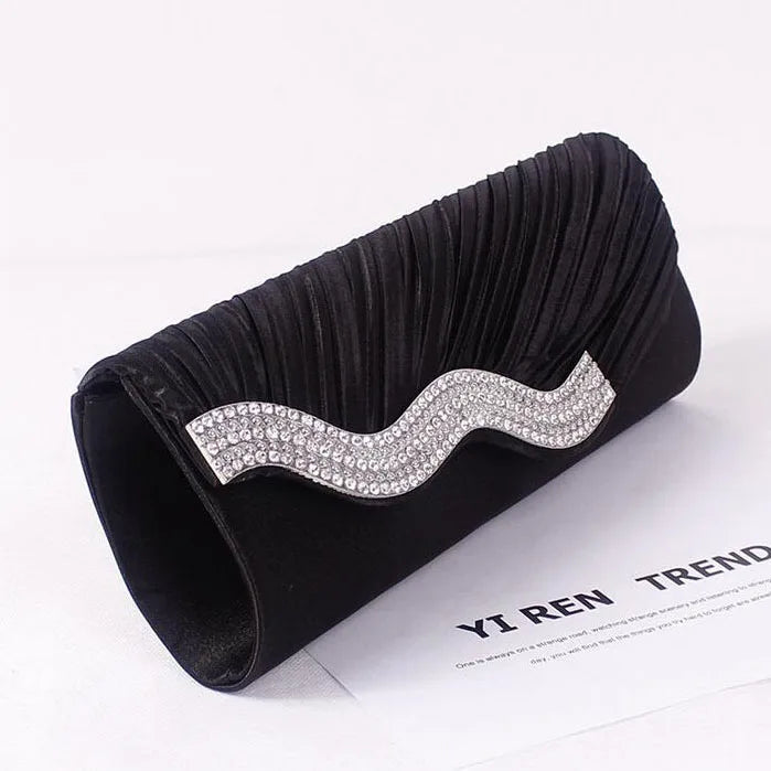 Rhinestone Evening Bag Satin Wedding Purse Envelope Bridal Party Clutch