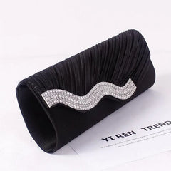 Rhinestone Evening Bag Satin Wedding Purse Envelope Bridal Party Clutch