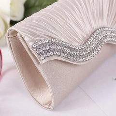 Rhinestone Evening Bag Satin Wedding Purse Envelope Bridal Party Clutch