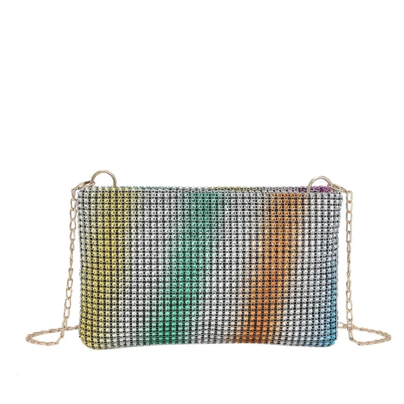 Rhinestone Shoulder Bag Evening Clutch Purse with Chain Strap